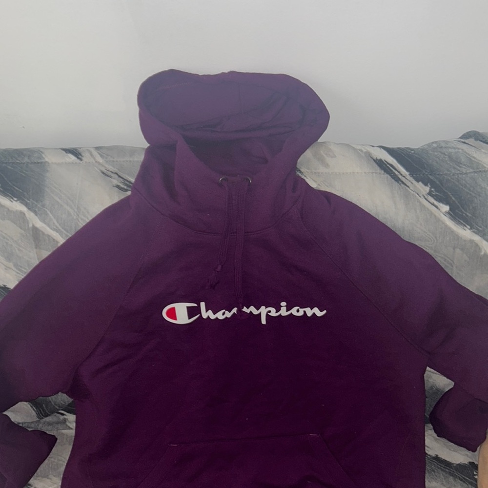 CHAMPION Script Logo Powerblend Hoodie- Purple size 2X